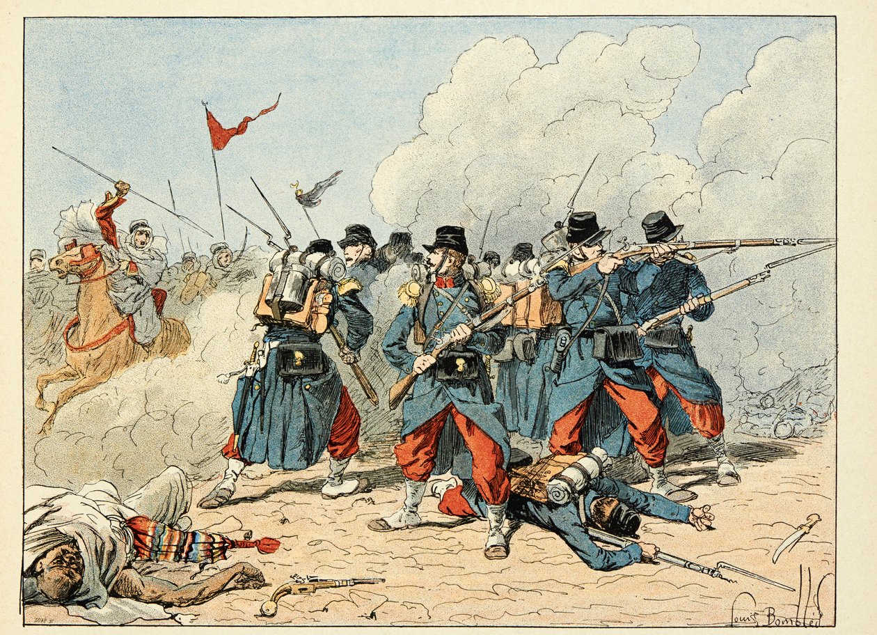 Ilustração de "Os Heros of the Siecle", recitação anedótica de Dick de Lonlay e ilustrada por Louis Bombled (1862-1927) de Louis Charles Bombled