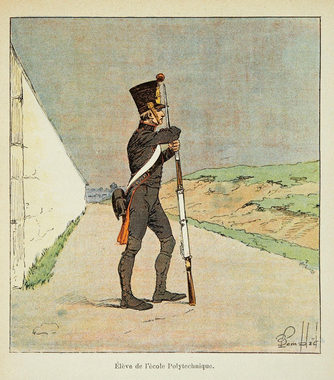 Ilustração de Bombled Louis (1862-1927) do livro "O Memorial de Santa Helena" do Conde Emmanuel de Las Cases (1766-1842): Aluno da Escola Politécnica, Coleção Particular de Louis Charles Bombled