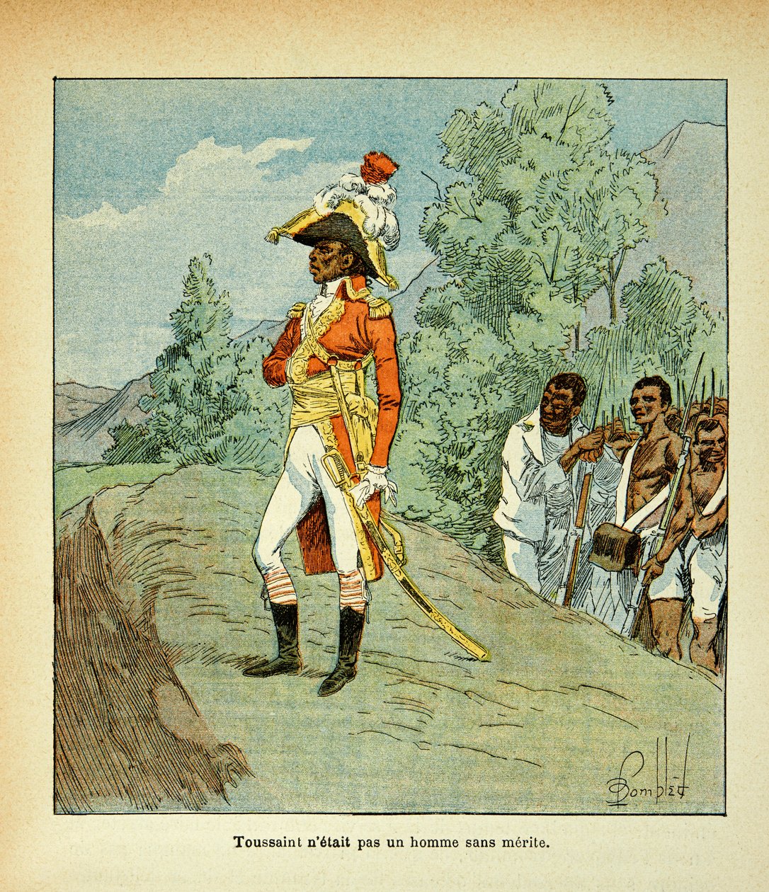 Ilustração de Bombled Louis (1862-1927) do livro "O Memorial de Santa Helena" do Conde Emmanuel de Las Cases (1766-1842): Retrato de Toussaint Louverture (1743-1803) Coleção particular de Louis Charles Bombled