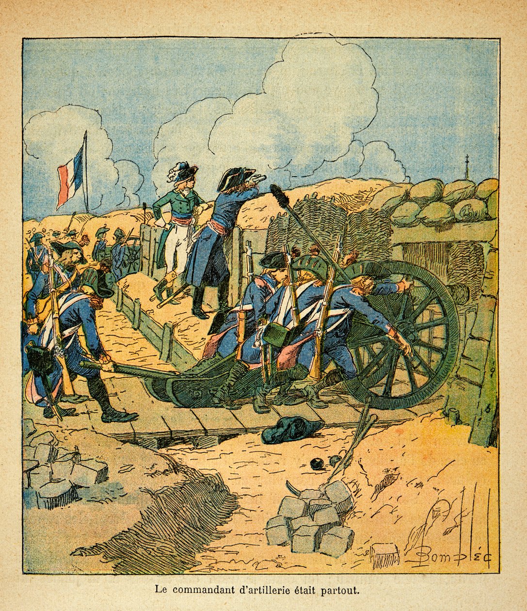 Ilustração de Bombled Louis (1862-1927) do livro "O Memorial de Santa Helena" do Conde Emmanuel de Las Cases (1766-1842): Napoleão Bonaparte na sede de Toulon em 1793, Coleção Particular de Louis Charles Bombled