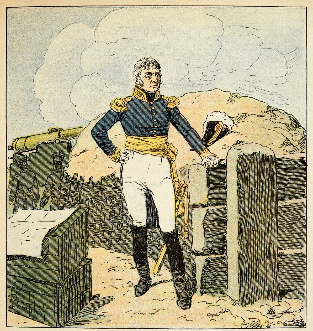 Ilustração de Bombled Louis (1862-1927) do livro "O Memorial de Santa Helena" do Conde Emmanuel de Las Cases (1766-1842): Retrato de marechal François Joseph Lefebvre (1755-1820), Duque de Dantzig, Coleção Particular de Louis Charles Bombled