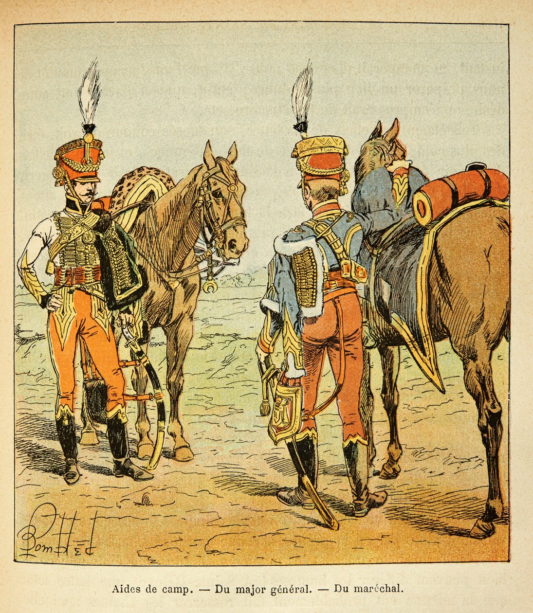 Ilustração de Bombled Louis (1862-1927) do livro "O Memorial de Santa Helena" do Conde Emmanuel de Las Cases (1766-1842): Aide de campismo do grande exército: do general maior e do marechal, coleção privada de Louis Charles Bombled