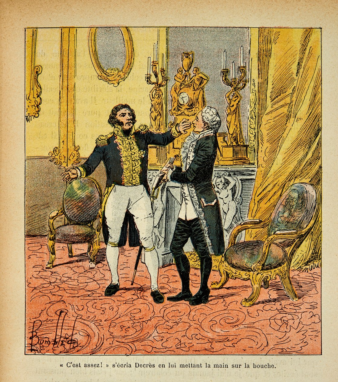 Ilustração de Bombled Louis (1862-1927) do livro "O Memorial de Santa Helena" do Conde Emmanuel de Las Cases (1766-1842): Talleyrand (1754-1838) enfrentando Denis Decres (1761-1820) Coleção particular de Louis Charles Bombled