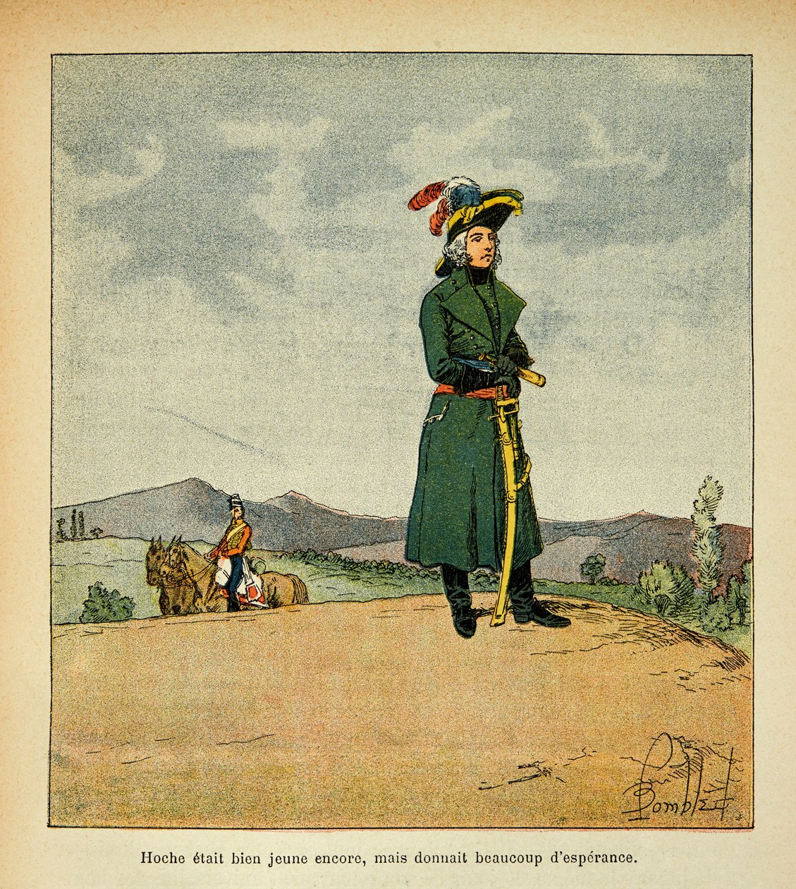 Ilustração de Bombled Louis (1862-1927) do livro "O Memorial de Santa Helena" do Conde Emmanuel de Las Cases (1766-1842): Retrato do General Louis LaZare Hoche (1768-1797), Coleção Particular de Louis Charles Bombled