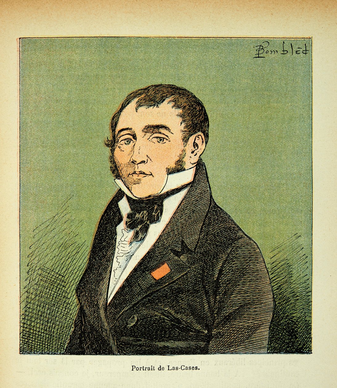 Ilustração de Bombled Louis (1862-1927) do livro "The memorial se Sainte Helene" do Conde Emmanuel de Las Cases (1766-1842): Retrato de Las Cases, Coleção Particular de Louis Charles Bombled