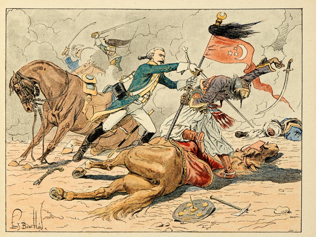 Ilustração retirada do livro "Les heros du Siecle", recitação anedótica de Dick de Lonlay e ilustrada por Louis Bombled (1862-1927) de Louis Charles Bombled