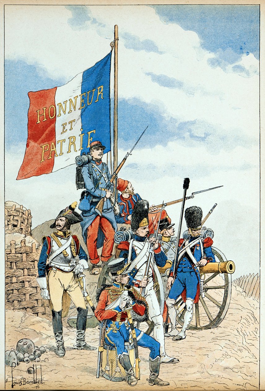 Ilustração retirada do livro "Os heróis do século", recitação anedótica de Dick de Lonlay e ilustrada por Louis Bombled (1862-1927) de Louis Charles Bombled