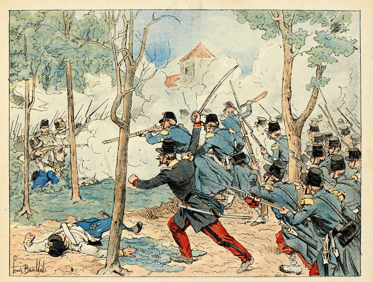 Ilustração retirada do livro "Os heróis do século", recitação anedótica de Dick de Lonlay e ilustrada por Louis Bombled (1862-1927) de Louis Charles Bombled