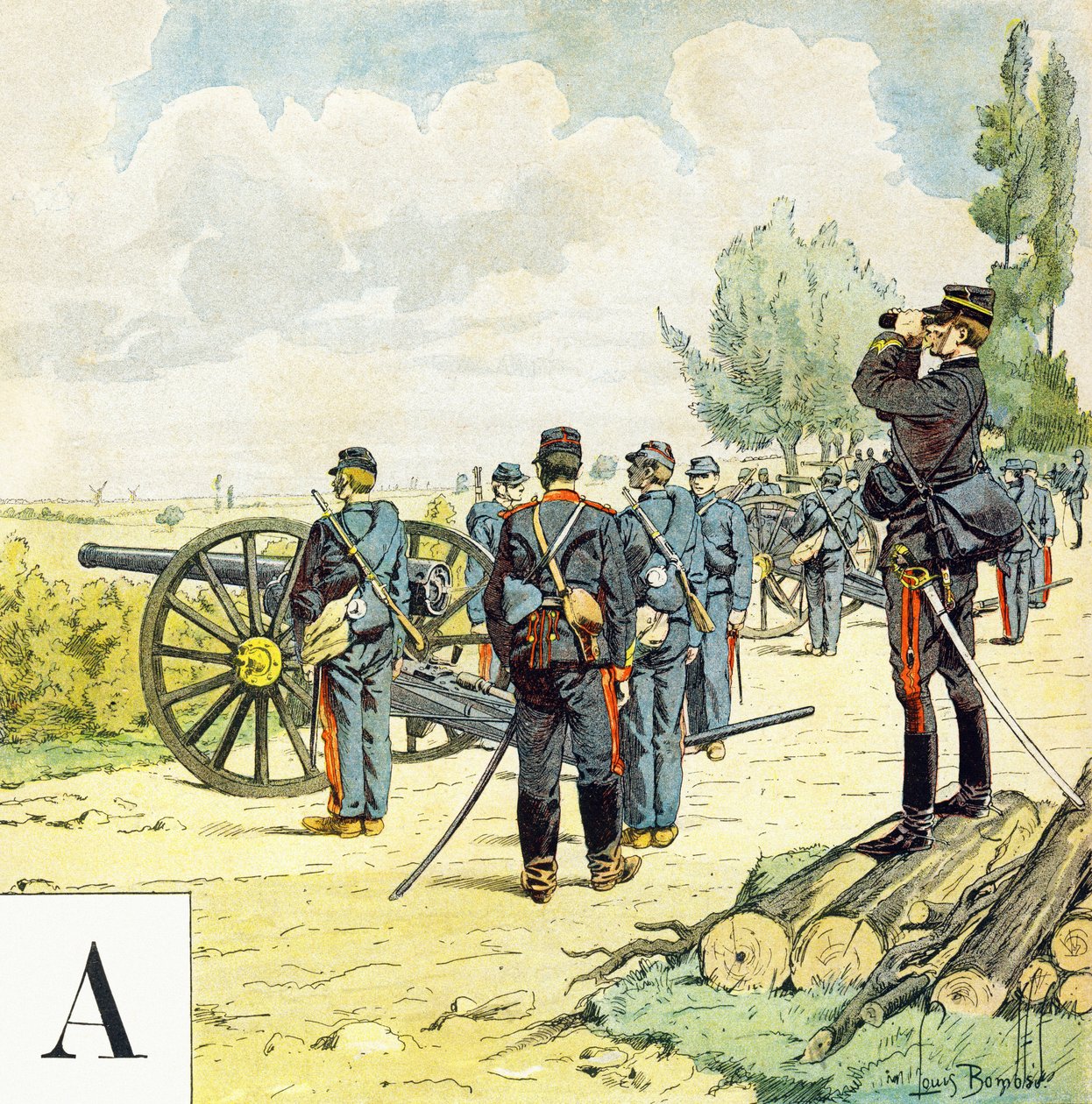 Letra A: Gunners, "Je serai soldat"( Serei um soldado) - Alfabeto Militar de Louis Charles Bombled