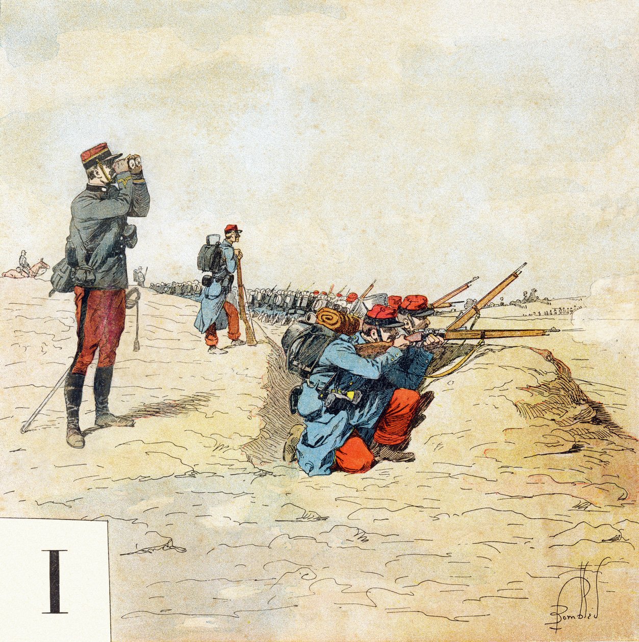 Carta I: Infantaria, "Je serai soldat"( Serei um soldado) - Alfabeto Militar de Louis Charles Bombled