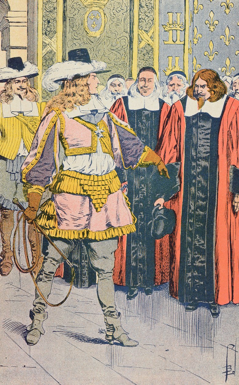 Luís XIV visitando o Parlamento francês, ilustração de &39;Histoire de France&39; de Jules Michelet, c.1900 de Louis Charles Bombled