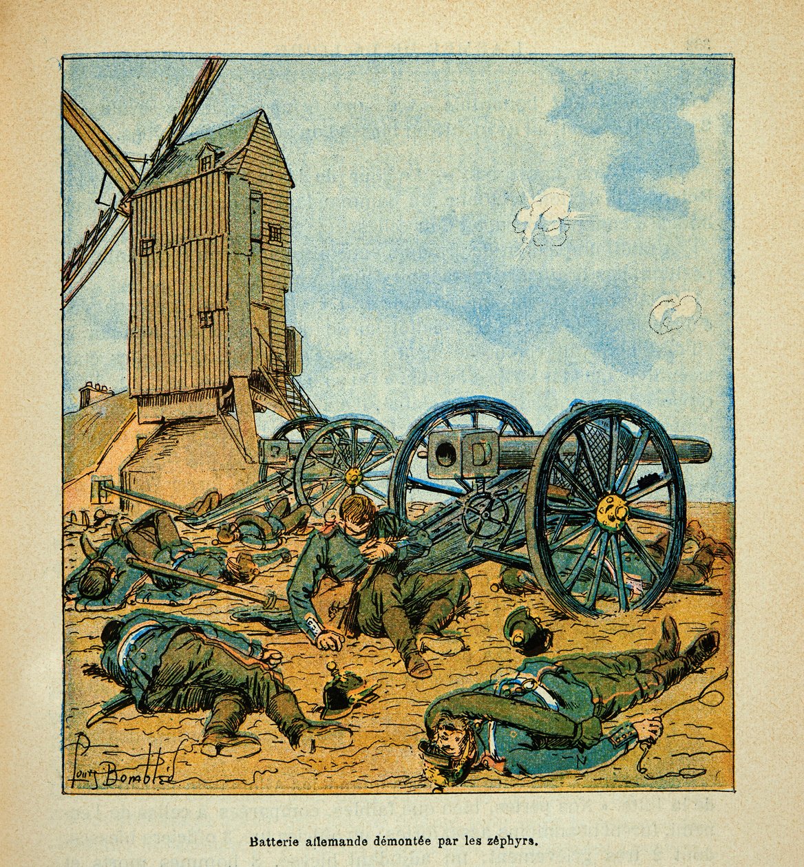 A Arma do Loire por Eugene Sergent, conhecido como Grenest, ilustrado por Louis Bombled (1862-1927) (Guerra Franco-Alemã; campanha de 1870-1871): Demononos da Bateria Alemã, demonizada pelos Zephyrs (infantaria leve da África) durante o combate de Beaune L de Louis Charles Bombled