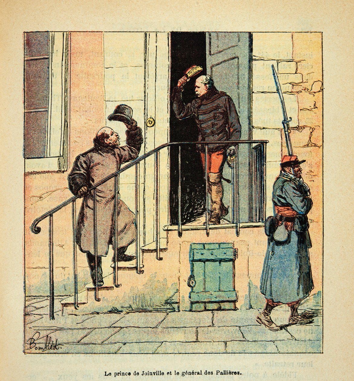 A Arma do Loire por Eugene Sergent, conhecido como Grenest, ilustrado por Louis Bombled (1862-1927) (Guerra Franco-Alemã; campanha de 1870-1871): Encontro entre o Príncipe de Joinville (François d