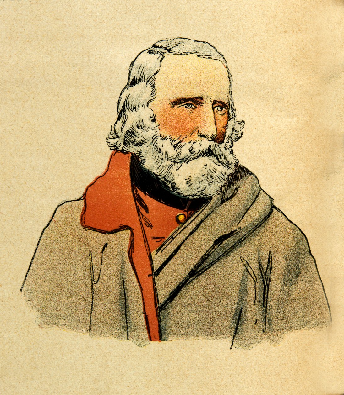 A Armee Oriental do Sargento Eugene, conhecida como Grenest, ilustrada por Louis Bombled (1862-1927) (Guerra Franco-Alemã; campanha de 1870 -1871): Retrato de Giuseppe Garibaldi (1807-1882), Coleção Particular de Louis Charles Bombled