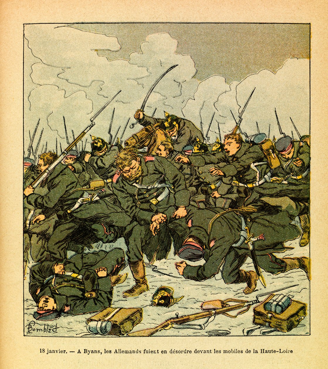 A Armee Oriental do Sargento Eugene, conhecida como Grenest, ilustrada por Louis Bombled (1862-1927) (Guerra Franco-Alemã; campanha de 1870 -1871): Em 18 de janeiro de Louis Charles Bombled