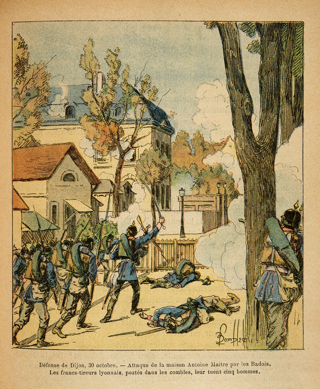 A Armee Oriental do Sargento Eugene, conhecida como Grenest, ilustrada por Louis Bombled (1862-1927) (Guerra Franco-Alemã; campanha de 1870-1871): Defesa de Dijon, em 30 de outubro de Louis Charles Bombled
