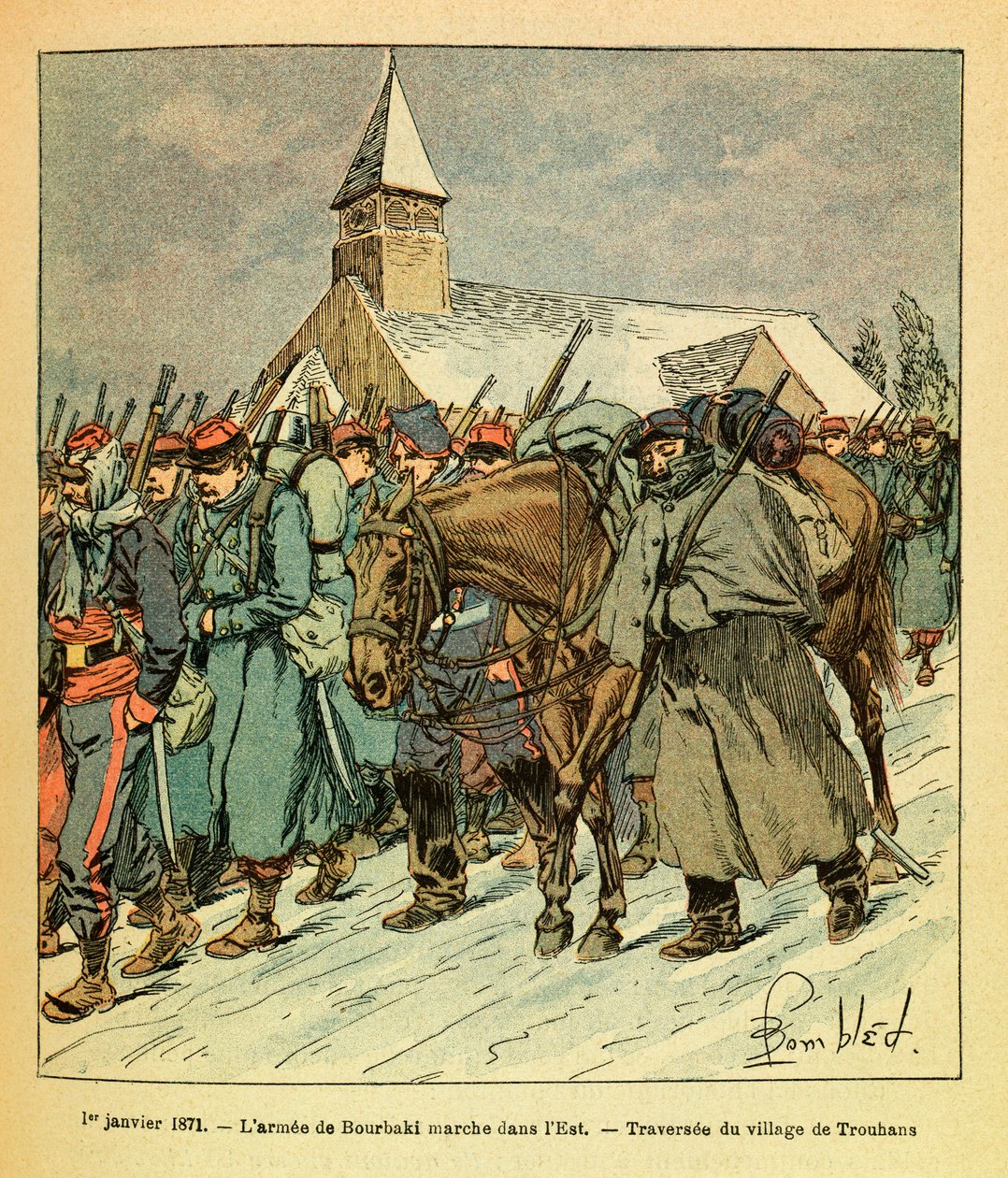 A Armee Oriental do Sargento Eugene, conhecida como Grenest, ilustrada por Louis Bombled (1862-1927) (Guerra Franco-Alemã; campanha de 1870 -1871): Em 1 de janeiro de Louis Charles Bombled