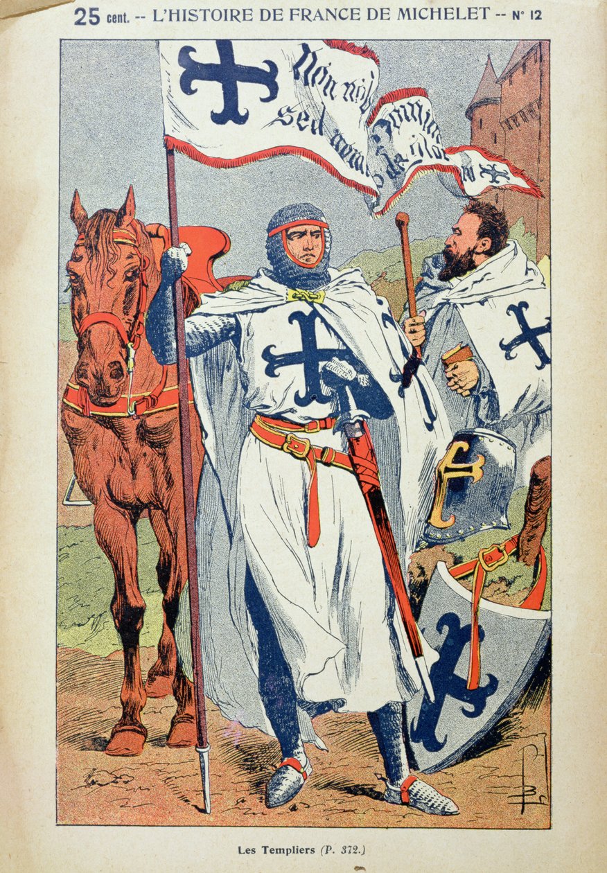 Os Cavaleiros Templários, ilustração de &39;Histoire de France&39; por Jules Michelet (1798-1874) c.1900 de Louis Charles Bombled