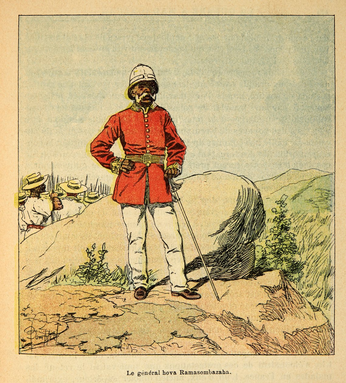 A Guerra em Madagáscar - História das Expedições Francesas de 1885-1895 por Henri Galli dit Galllichet (1854-1922), ilustrada por Louis Bombled (1862-1927): Retrato do General Hova Ramasombazaha, Coleção Particular de Louis Charles Bombled