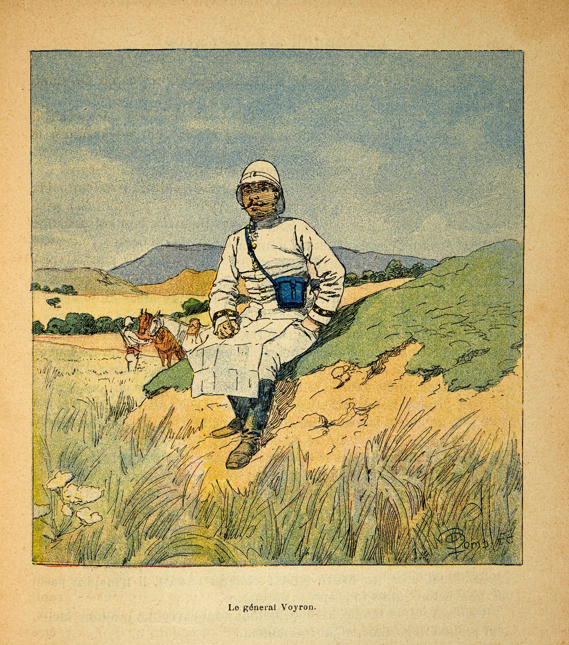 A Guerra em Madagáscar - História das Expedições Francesas de 1885-1895 por Henri Galli dit Galllichet (1854-1922), ilustrada por Louis Bombled (1862-1927): Retrato do General Voyron (1838-1921), Coleção Particular de Louis Charles Bombled