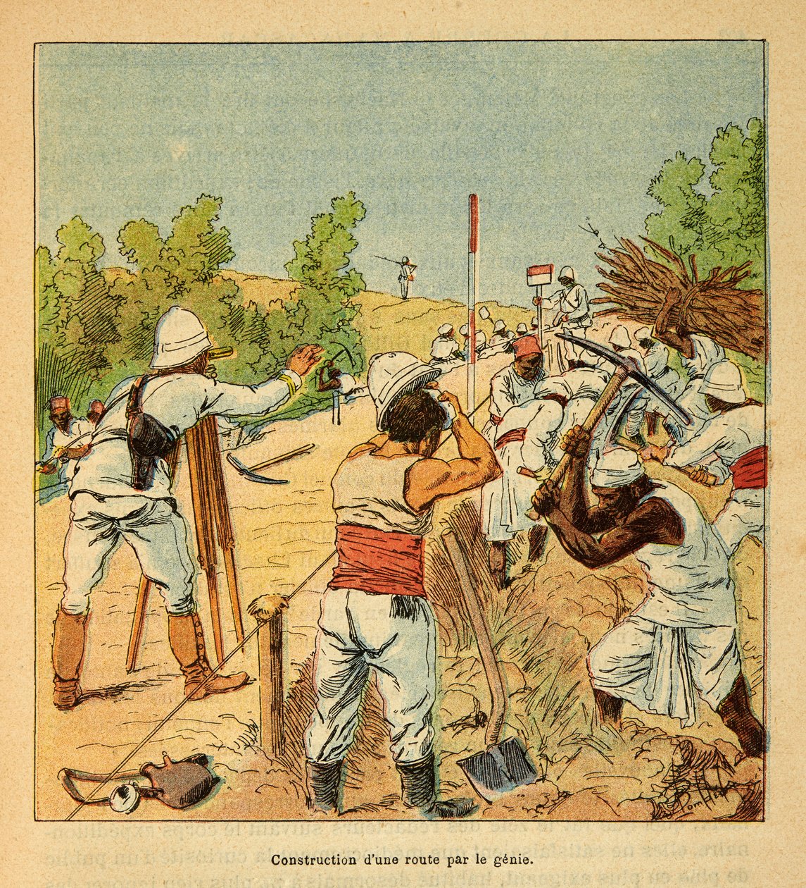 A Guerra em Madagáscar - História das Expedições Francesas de 1885-1895 por Henri Galli dit Galllichet (1854-1922), ilustrada por Louis Bombled (1862-1927): Construção de uma estrada em Madagáscar pelo Génio em 1895, Colecção Privada de Louis Charles Bombled