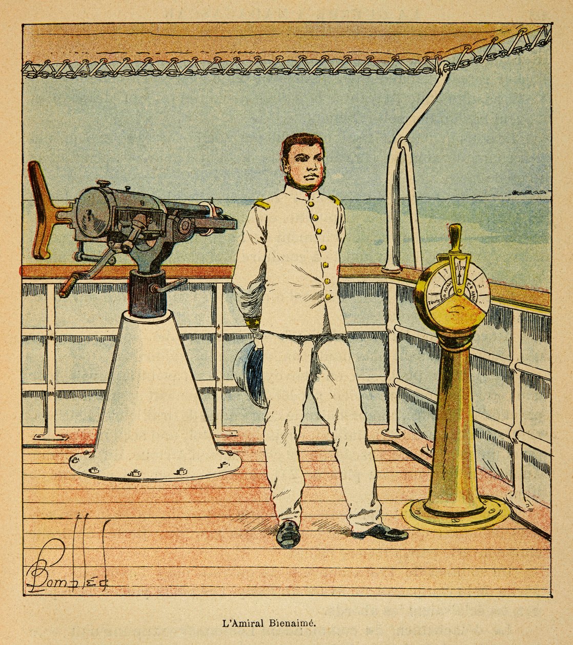 A Guerra em Madagáscar - História das Expedições Francesas de 1885-1895 por Henri Galli dit Galllichet (1854-1922), ilustrada por Louis Bombled (1862-1927): Retrato do Almirante Bienaime (1843-1930), Coleção Particular de Louis Charles Bombled