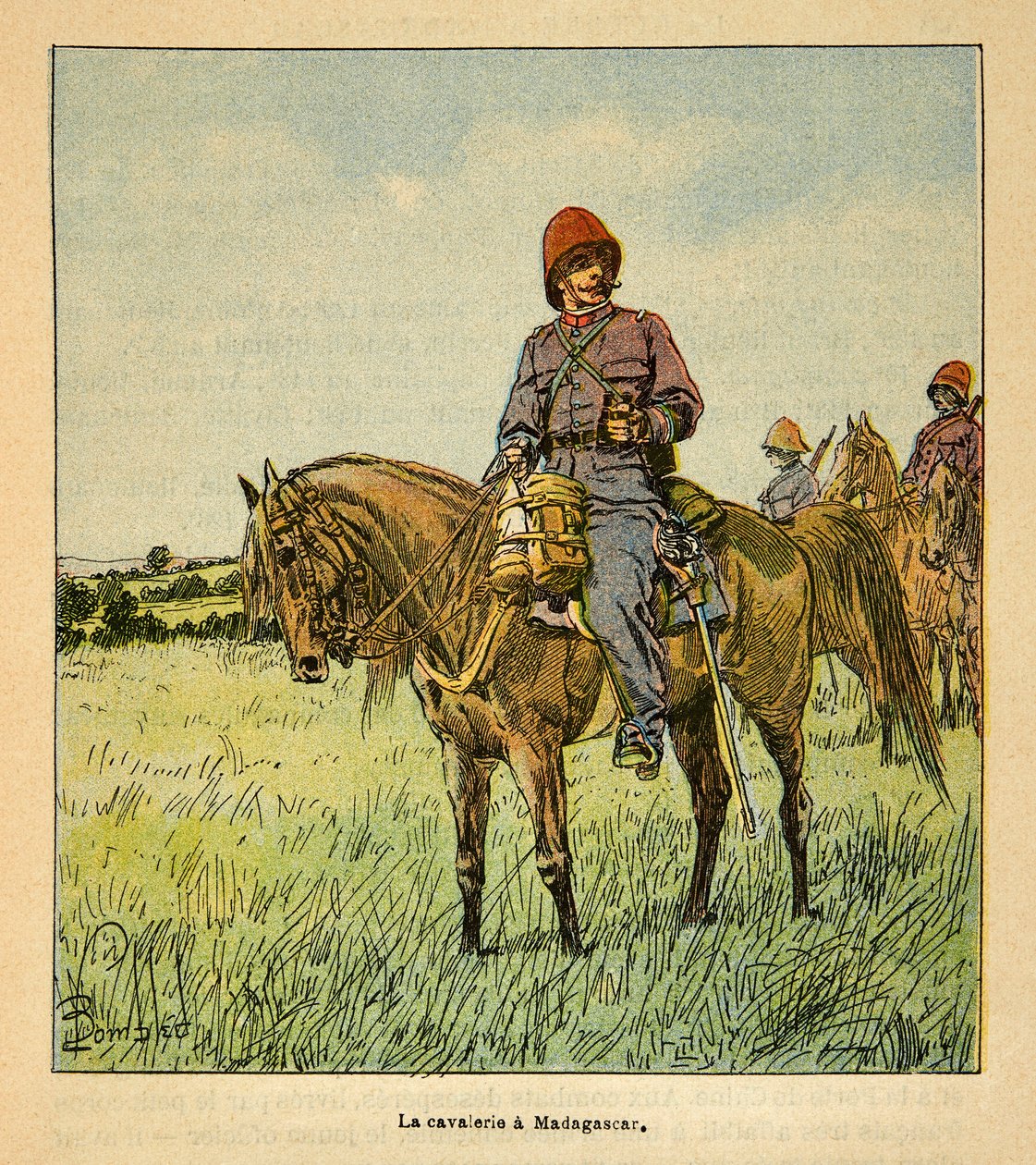 A Guerra em Madagáscar - História das Expedições Francesas de 1885-1895 por Henri Galli dit Galllichet (1854-1922), ilustrada por Louis Bombled (1862-1927): La cavalerie francaise à Madagáscar, Coleção Parcial de Louis Charles Bombled