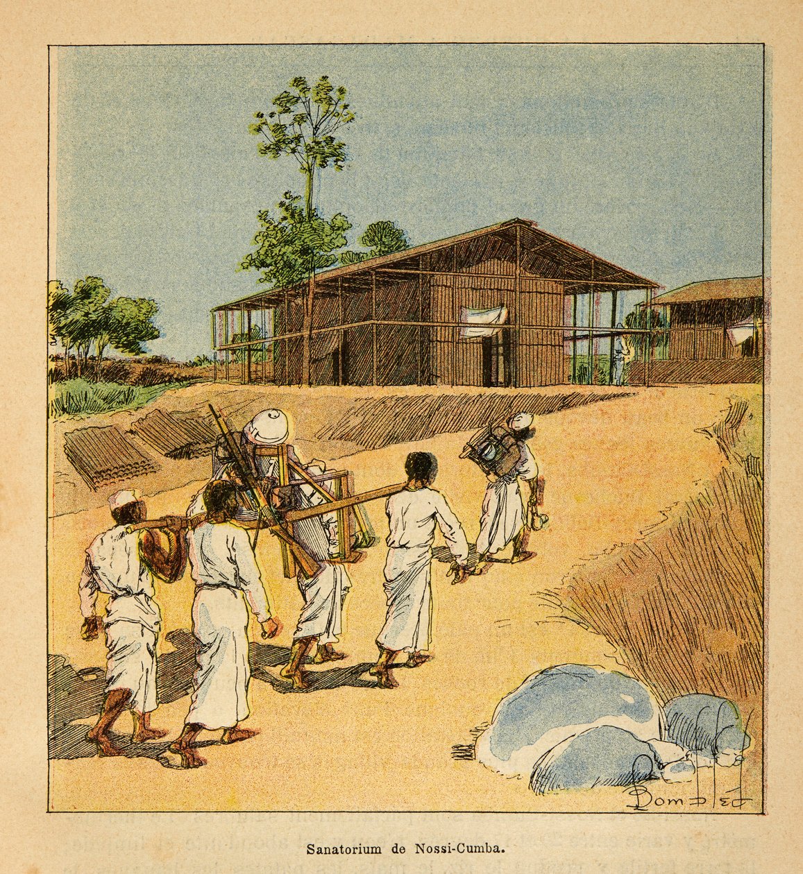 A Guerra em Madagáscar - História das Expedições Francesas de 1885-1895 por Henri Galli dit Galllichet (1854-1922), ilustrada por Louis Bombled (1862-1927): Un sanatorium a Nossi-Cumba au 19eme Siecle, Coleção Parcial de Louis Charles Bombled