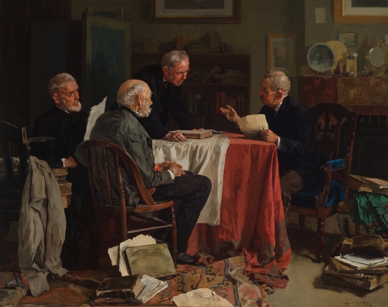 Opiniões diferentes (óleo sobre tela) de Louis Charles Moeller