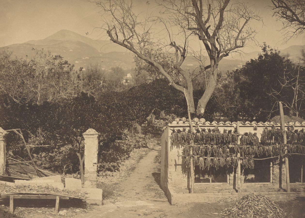Cena agrícola com montanhas de Louis Crette