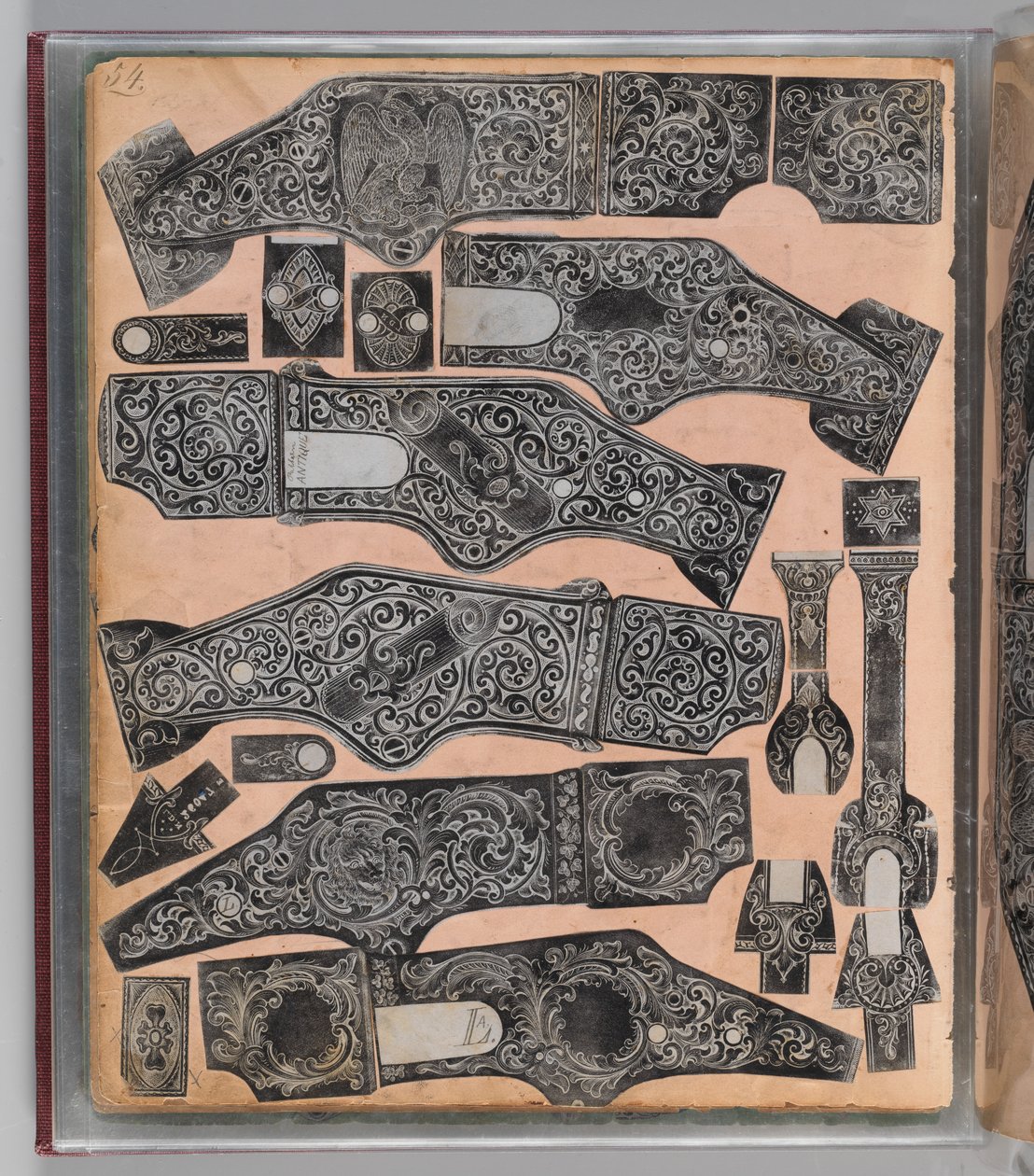 Workbook Recording the Engraved Firearms Ornament of Louis D. Nimschke, American, c1850-1900. de Louis D. Nimschke