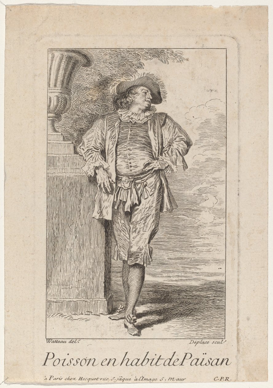 Peixe no vestido de Paisan de Louis Deplaces after Antoine Watteau