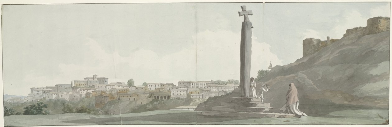 Gezicht op Arriano en monument, zogenaamde altaar van Janus
Vista da Cidade de Arriano (Equotuticum), de um antigo monumento chamado Altar de Ianus, & da fortaleza destruída (título sobre o objecto)
Viagem a Itália, Sicília e Malta - 1778 (título da séri de Louis Ducros