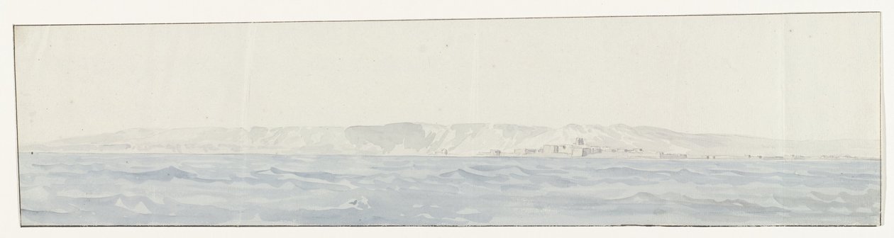 Gezicht op Crotone en de kust Vista de Crotone e da costa (título no objeto) Viagens na Itália, Sicília e Malta - 1778 (título da série) de Louis Ducros