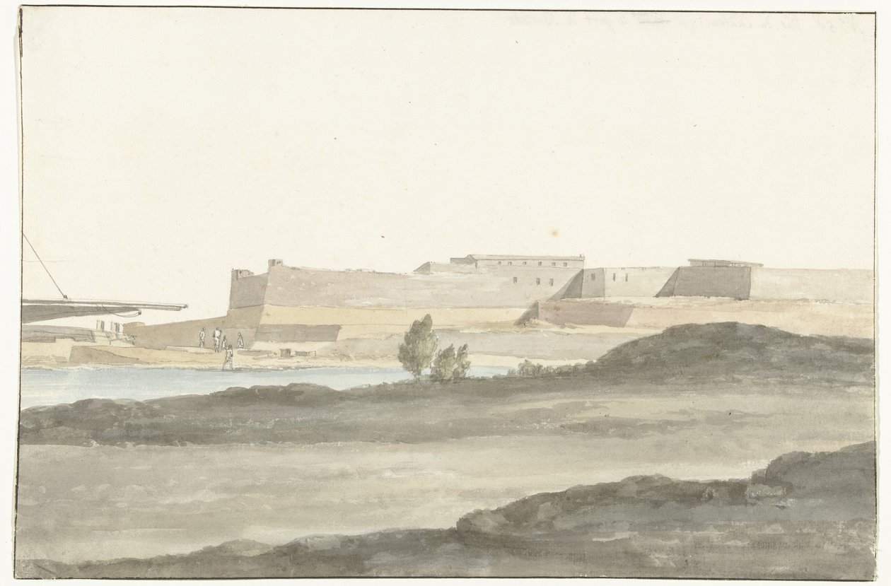Gezicht op het kasteel in de haven van Barletta
Vista do Castelo, com vista para o porto de Barletta (título sobre o objecto)
Viagem a Itália, Sicília e Malta - 1778 (título da série) de Louis Ducros