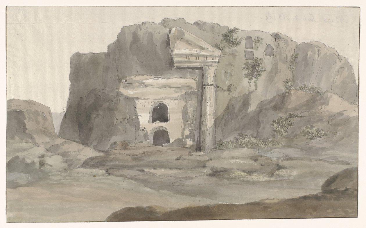 Túmulos com fachada em estilo dórico esculpidos na rocha perto de Siracusa
Voyage en Italie, en Sicile et à Malte - 1778 (título da série) de Louis Ducros