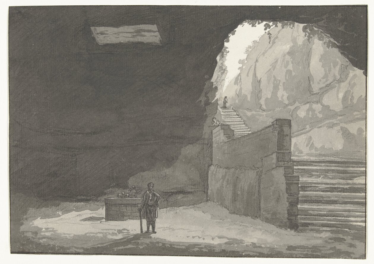Caverna Fontein em de oude stad Manduria Caverna e Fonte dos Mandurians mencionados em Plínio Viagens na Itália, Sicília e Malta - 1778 (título da série) de Louis Ducros