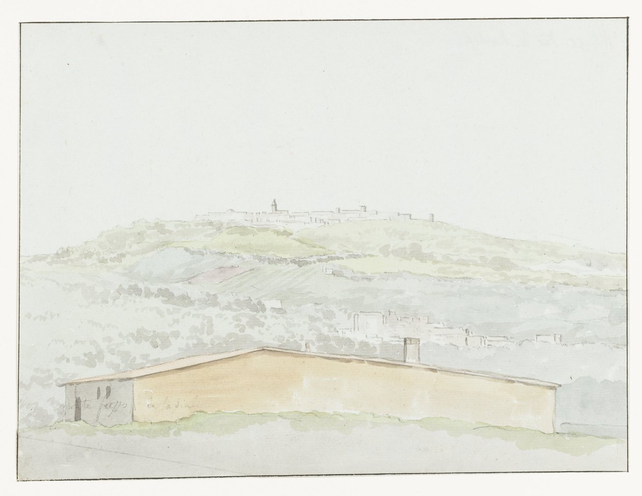 Klassieke zuil em refúgio de Brindisi Coluna antiga no porto de Brindisi (título no objeto) Viagens na Itália, Sicília e Malta - 1778 (título da série) de Louis Ducros