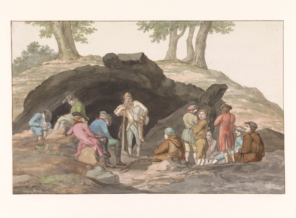 Pare na Grotte delle Capre na fronteira em Nemorosa e Fredda Interior da caverna (título no objeto) Voyage en Italy, e Sicile et à Malte - 1778 (título da série) de Louis Ducros