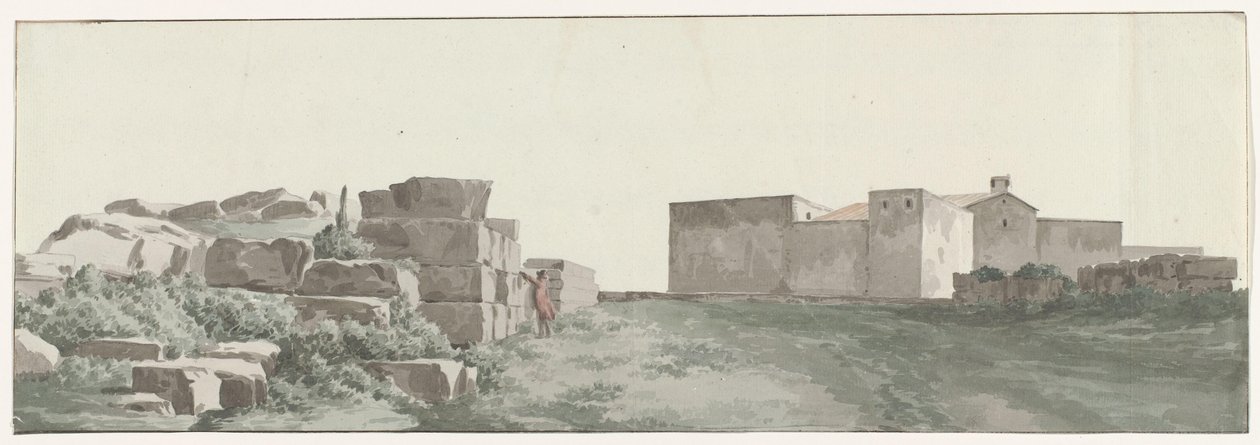 Perfil de Binnenmuren en buitenmuren van de oude stad Manduria
Perfil das paredes internas e externas da antiga Manduria (título sobre o objecto)
Voyage en Italie, en Sicile et à Malte - 1778 (título da série) de Louis Ducros