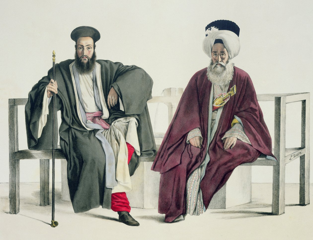 Um padre grego e um turco, gravado pelos irmãos Thierry, em 1825 de Louis Dupré