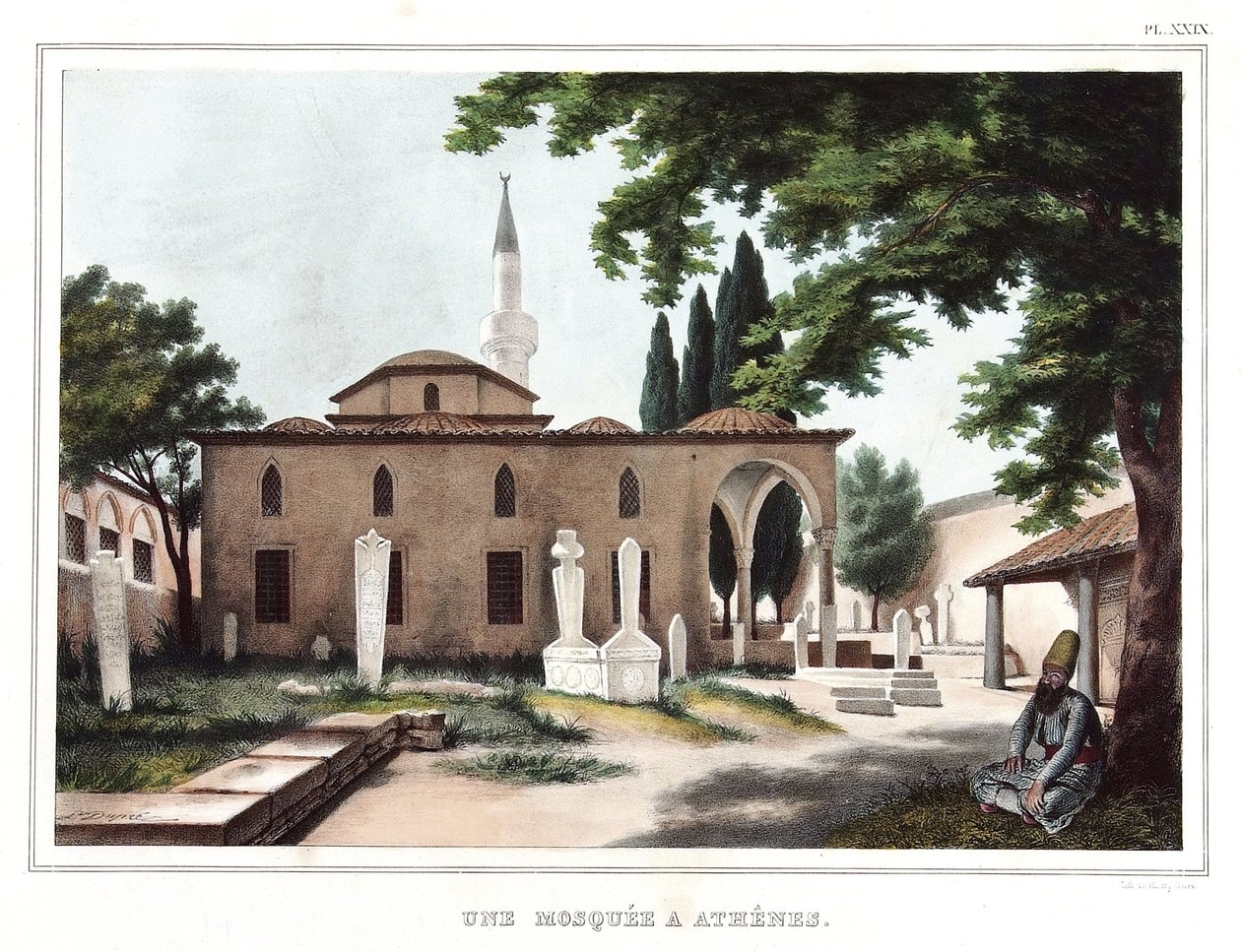 Um mosquito em Atenésio. em "Journey to Athenes and Constantinople, ou coleção de retratos gregos e otomanos, vistas e fantasias, pintados em lugares da natureza, litografias e colórias por Louis Dupre (1789-1837), aluno de David.1825. de Louis Dupré