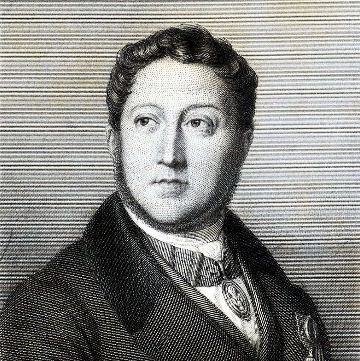 Retrato do compositor Gioachino Antonio Rossini 1792-1868, 1836. de Louis Dupré