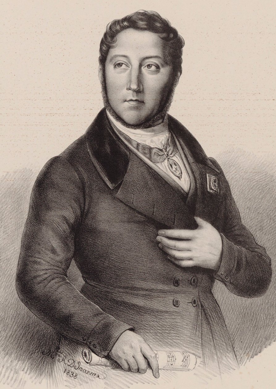 Retrato do compositor Gioachino Antonio Rossini 1792-1868, 1838. de Louis Dupré