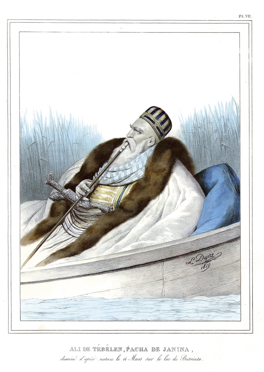 Ali de Tebelen (1741-1822), pasha de Janina, no Lago Butrinto de Louis Dupré
