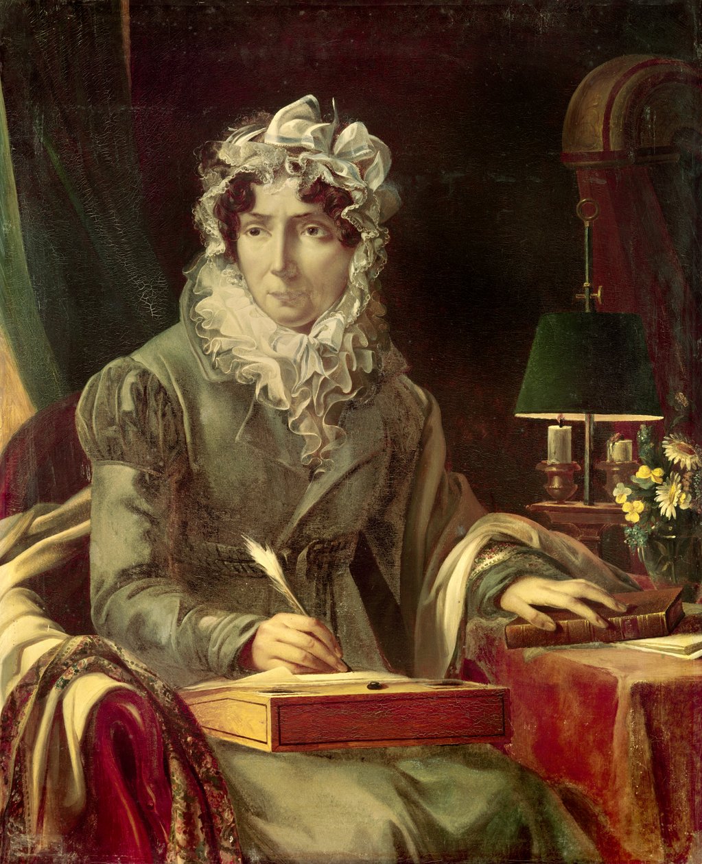 Madame de Genlis - "Retrato de Stephanie Felicite Ducrest (do Cristal de Saint Aubin), Condessa de Genlis (1746-1830) Maitre de Philippe Egalite (Louis Philippe II Joseph Duque de Orleans de Louis Edouard Rioult
