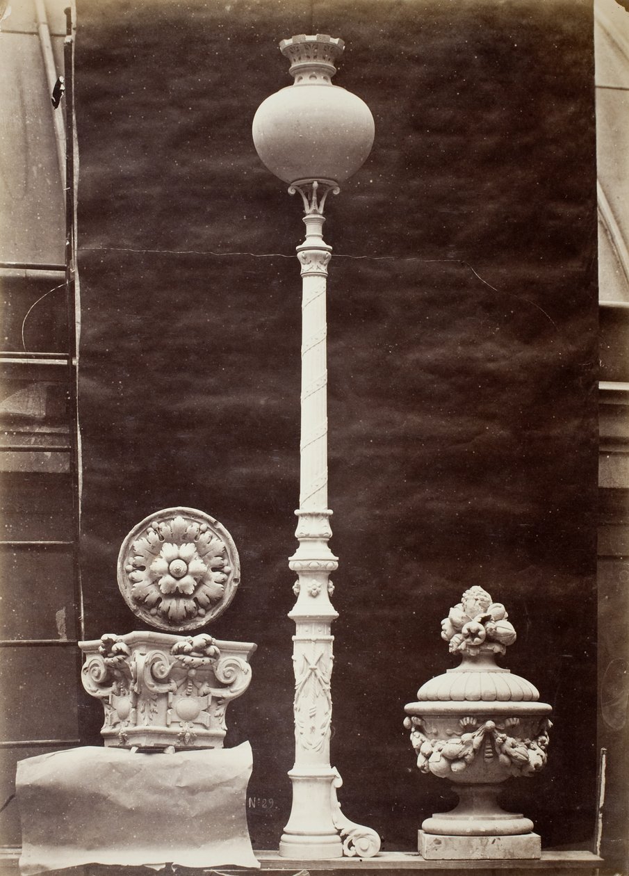 Pormenores interiores e candelabros, Théâtre du Vaudeville, Paris de Louis Emile Durandelle