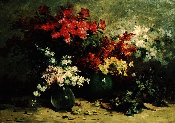 Natureza Morta das Flores de Primavera (óleo sobre tela) de Louis Emile Minet