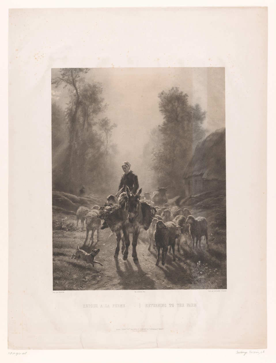 Agricultor com gado retorna à fazenda Return a la ferme / Retornando à Fazenda (título no objeto) de Louis Emmanuel Soulange Teissier