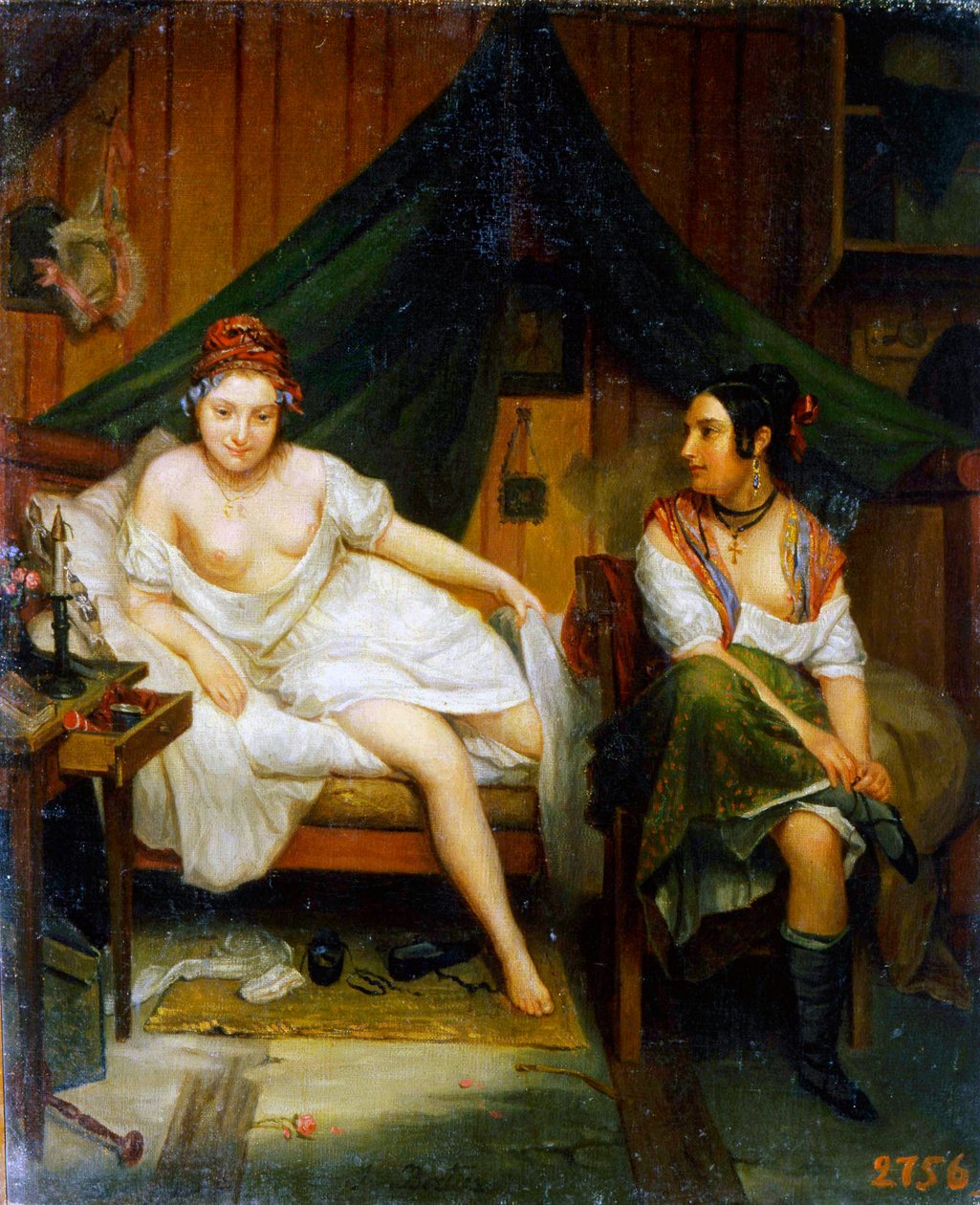 "Duas raparigas", século XIX.   de Louis Eugene Bertier